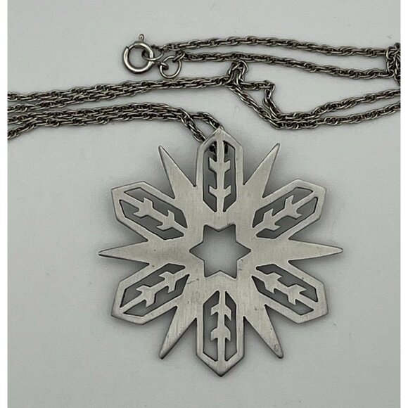 Snowflake  Pendant Ornament 2" Pewter By Kelly Waters Name Card Pouch - Picture 2 of 10